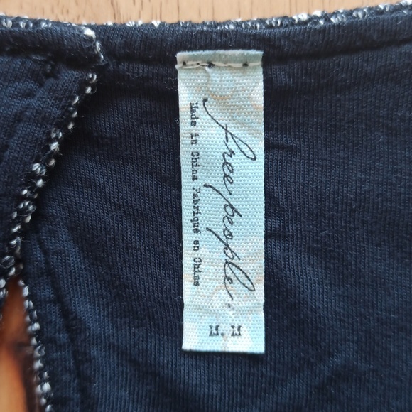 Free People Black & White Long Sleeve Mini Flare Dress - Picture 7 of 8